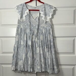 MABLE Dress in Light Blue and White